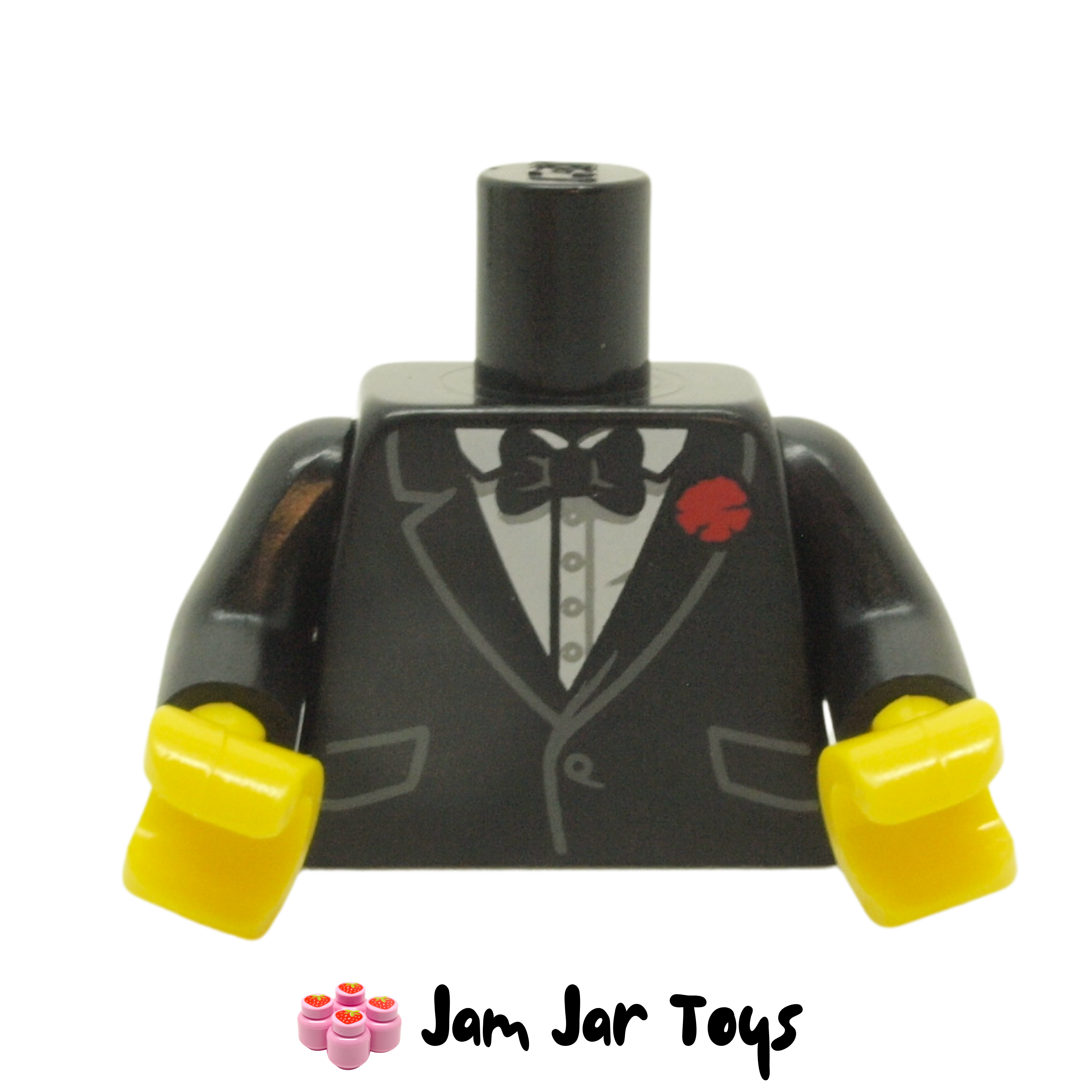 Lego Jacket Accessory LEGO Black Tuxedo White Shirt Bow Tie Torso 6293838 | JamJarToys