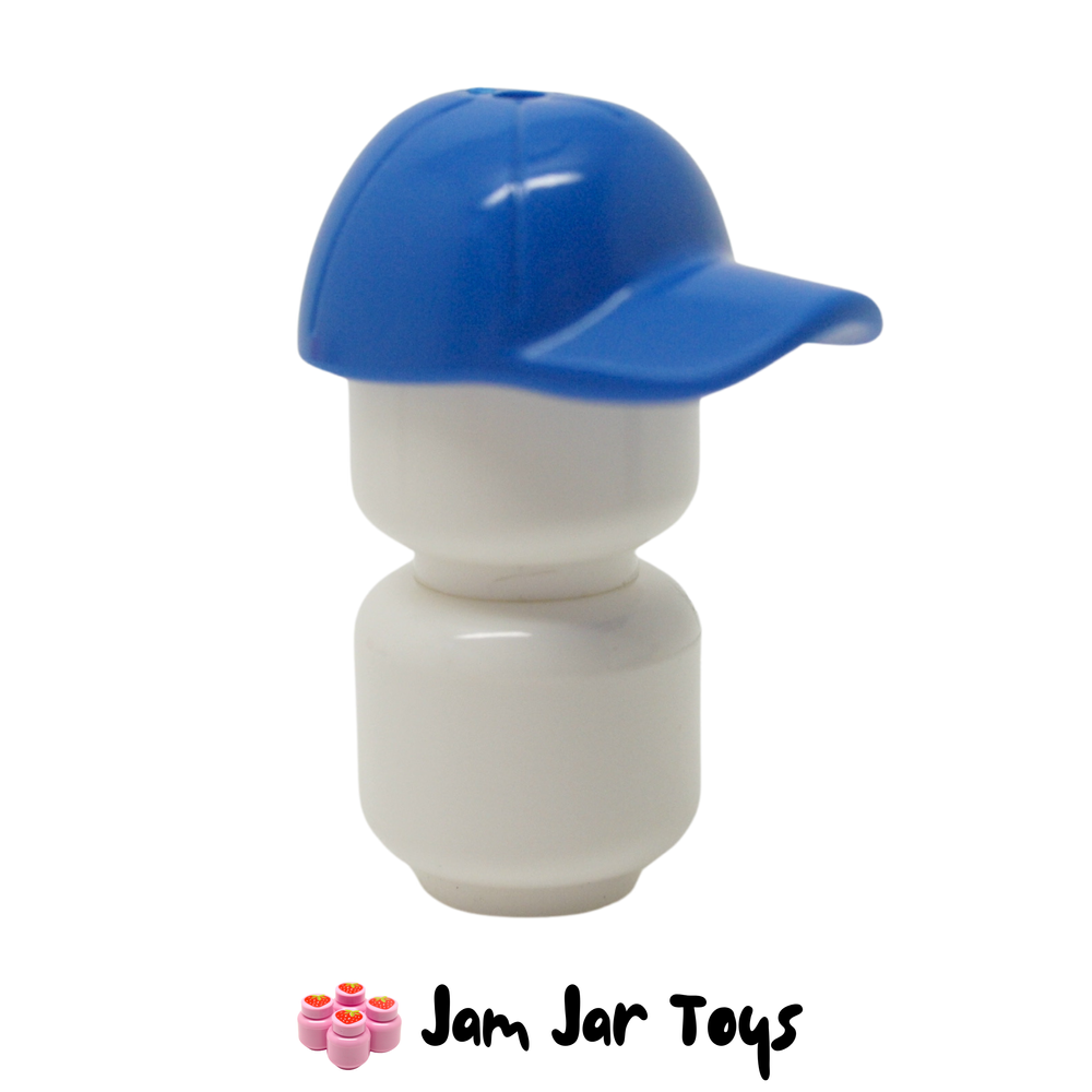 LEGO Blue Cap Short Curved Bill, Seams, Hole on Top