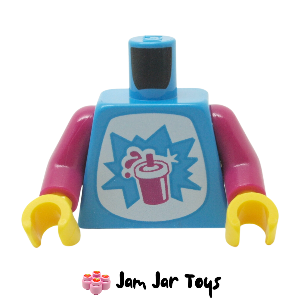 LEGO Dark Azure Torso, Magenta Cup, Straw, Explosion