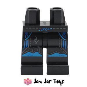 LEGO Black Legs with Blue Tied Belt, Grey Stitching, Azure Knees
