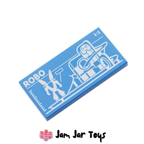 LEGO Blue Blueprint of Robot World 2 x 4 Tile
