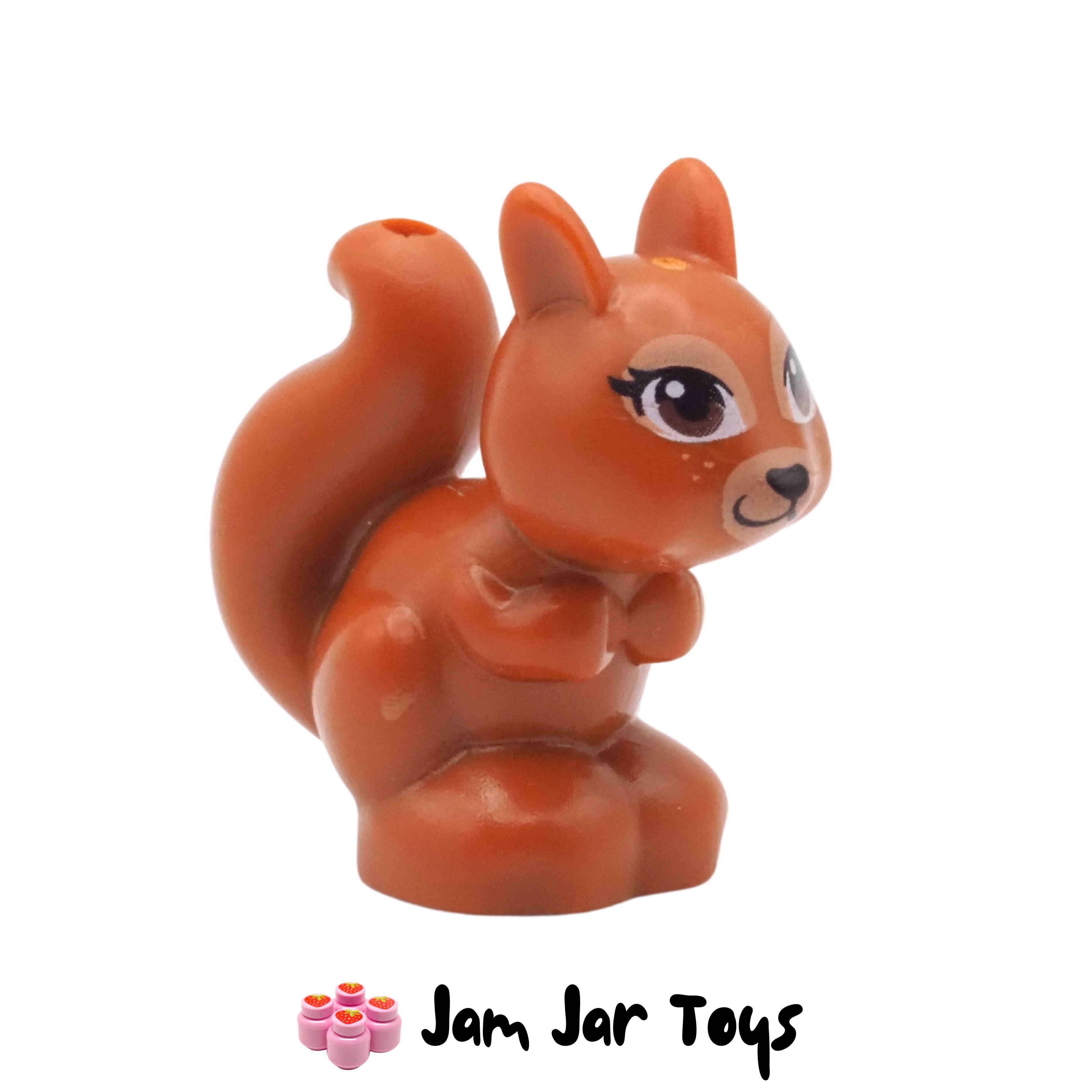 LEGO Dark Orange Squirrel, Brown Eyes, Black Heart Shaped Nose.