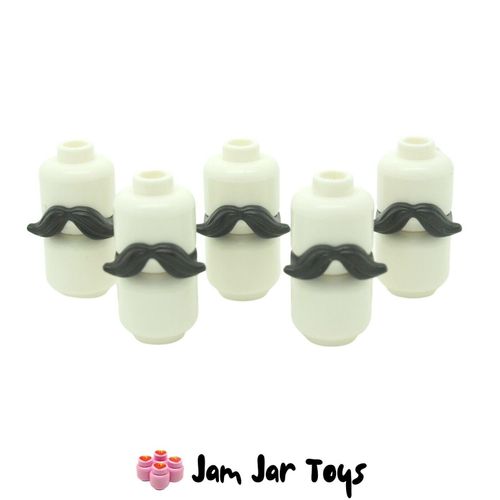 LEGO 5 x Black Moustache Front View