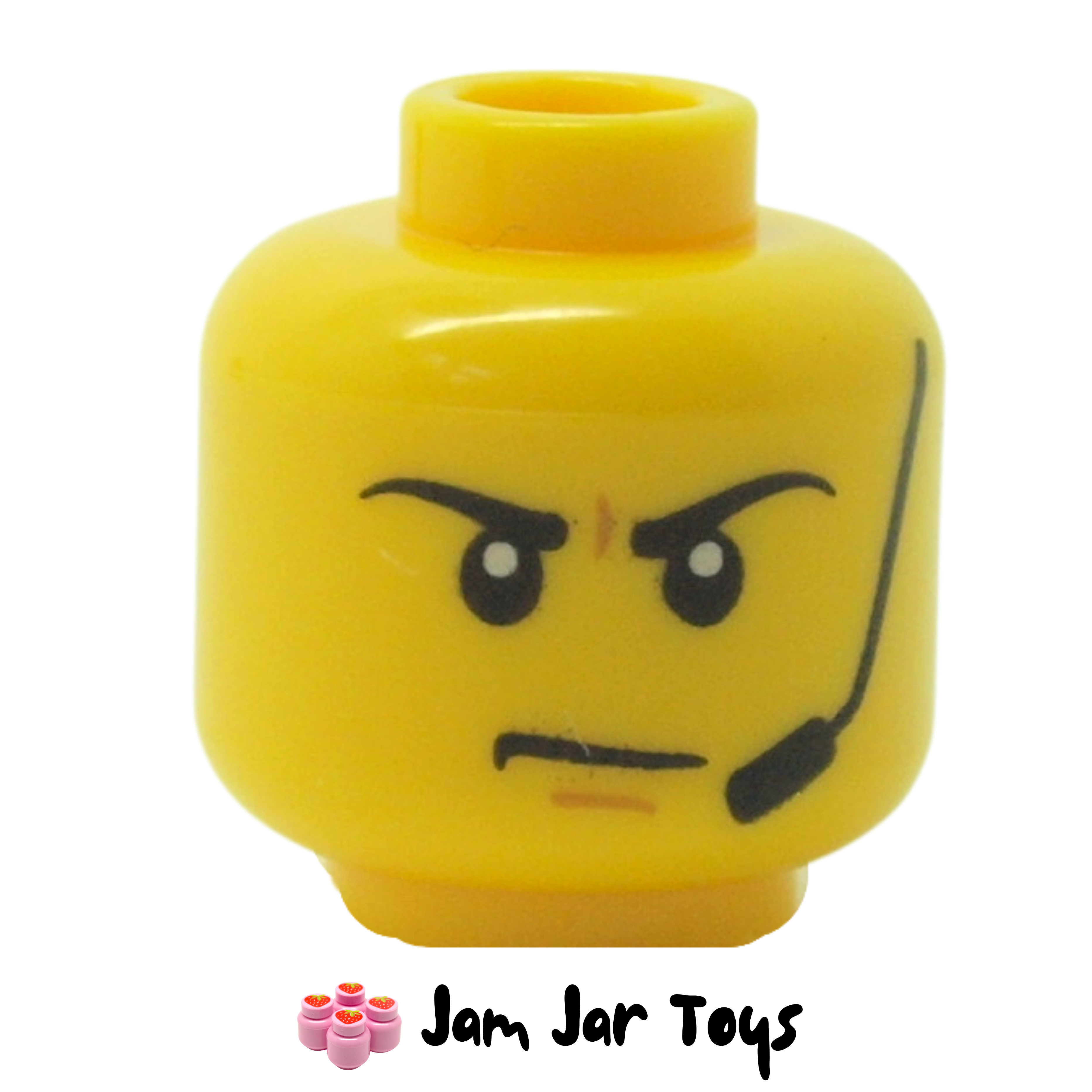 Lego New Yellow Minifigure Girl Head Female Black Eyelashes Angry Eyebrows 