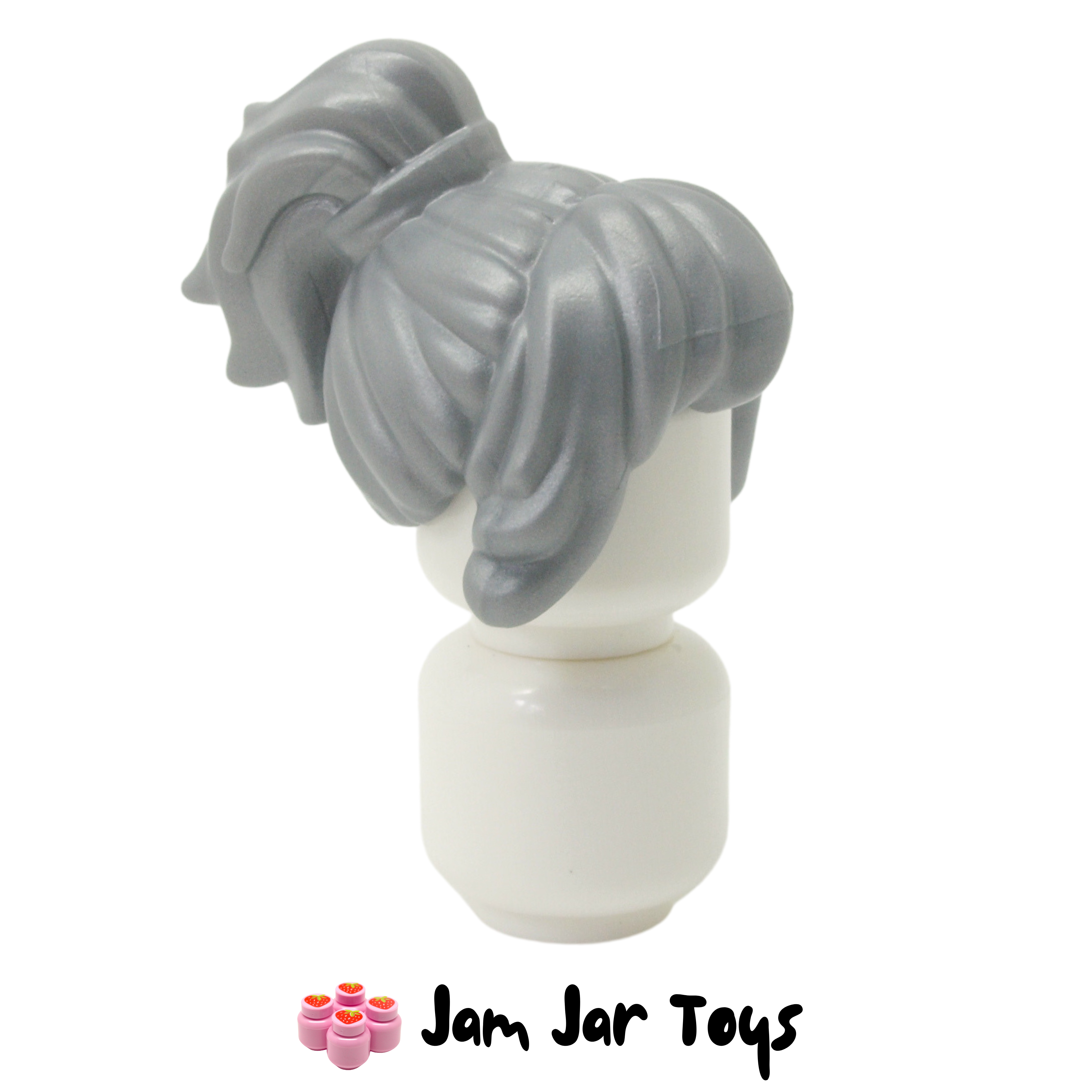 LEGO Pixal Hair Flat Silver Wavy Ponytail with Long Bangs and