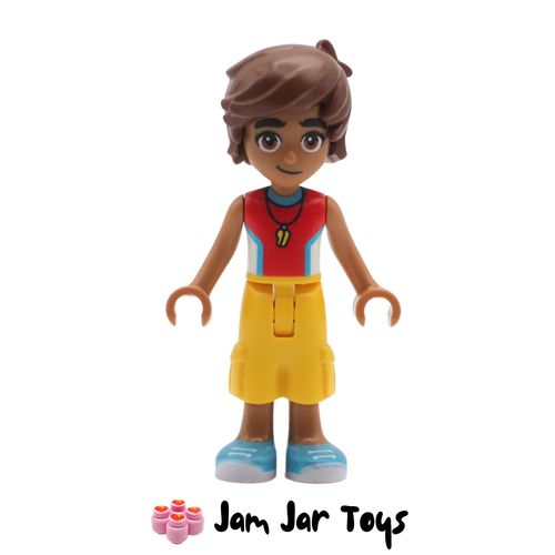 LEGO Friends Minifigure Leo Red Shirt, Cropped Yellow Trousers.