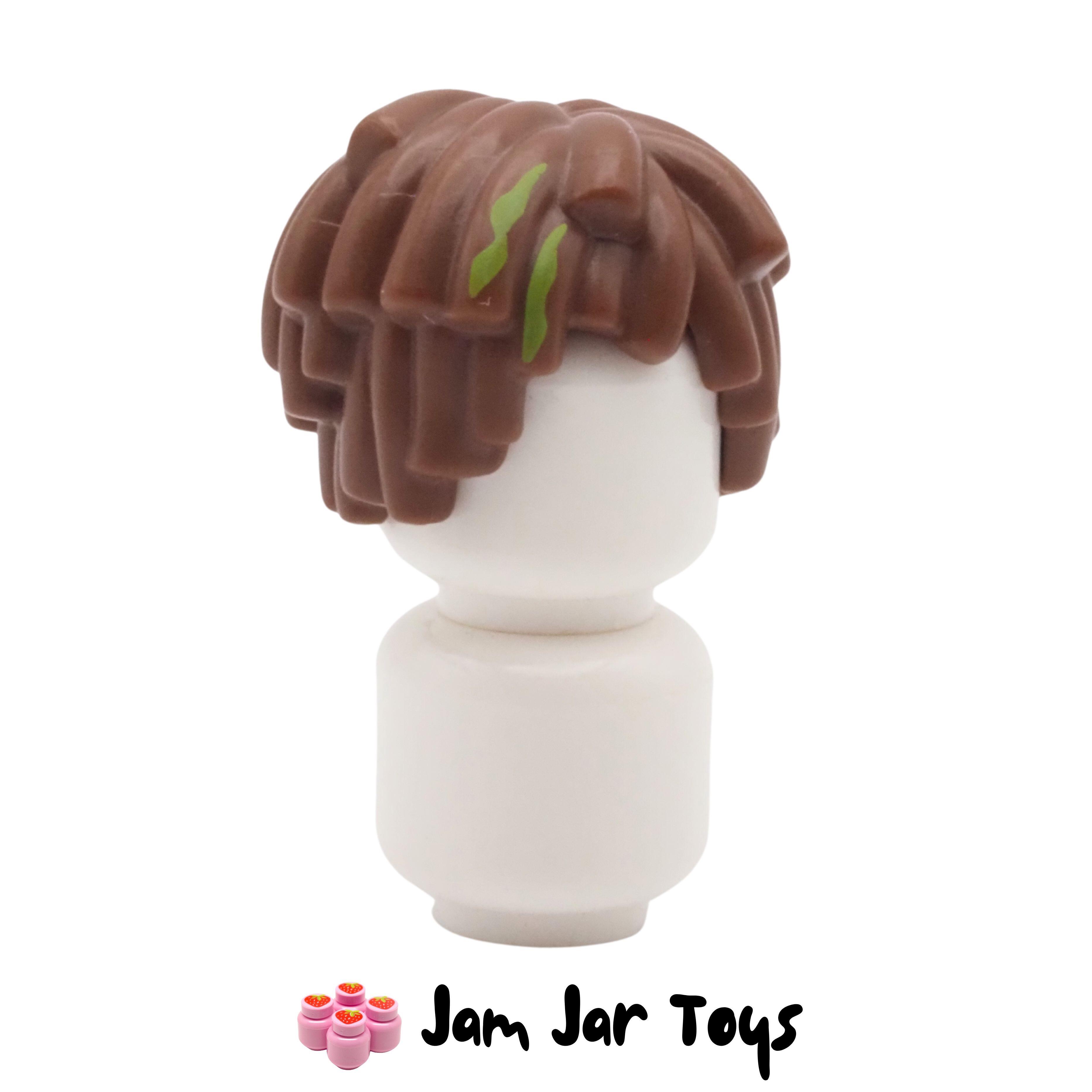 LEGO Reddish Brown Short Hair, Mop Top, Lime Streaks