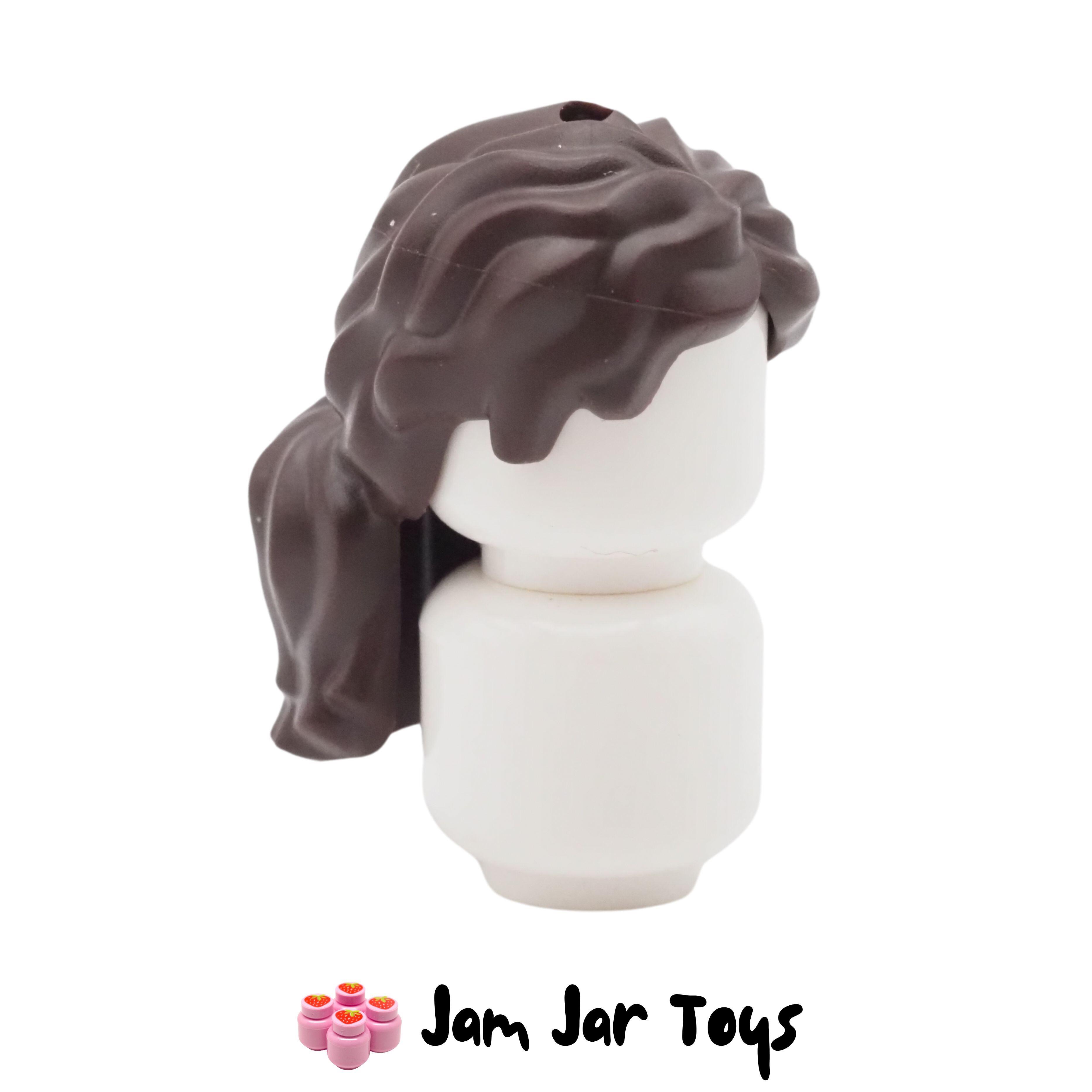 LEGO Dark Brown Hair Tousled, Loose Ponytail, Top Hole.