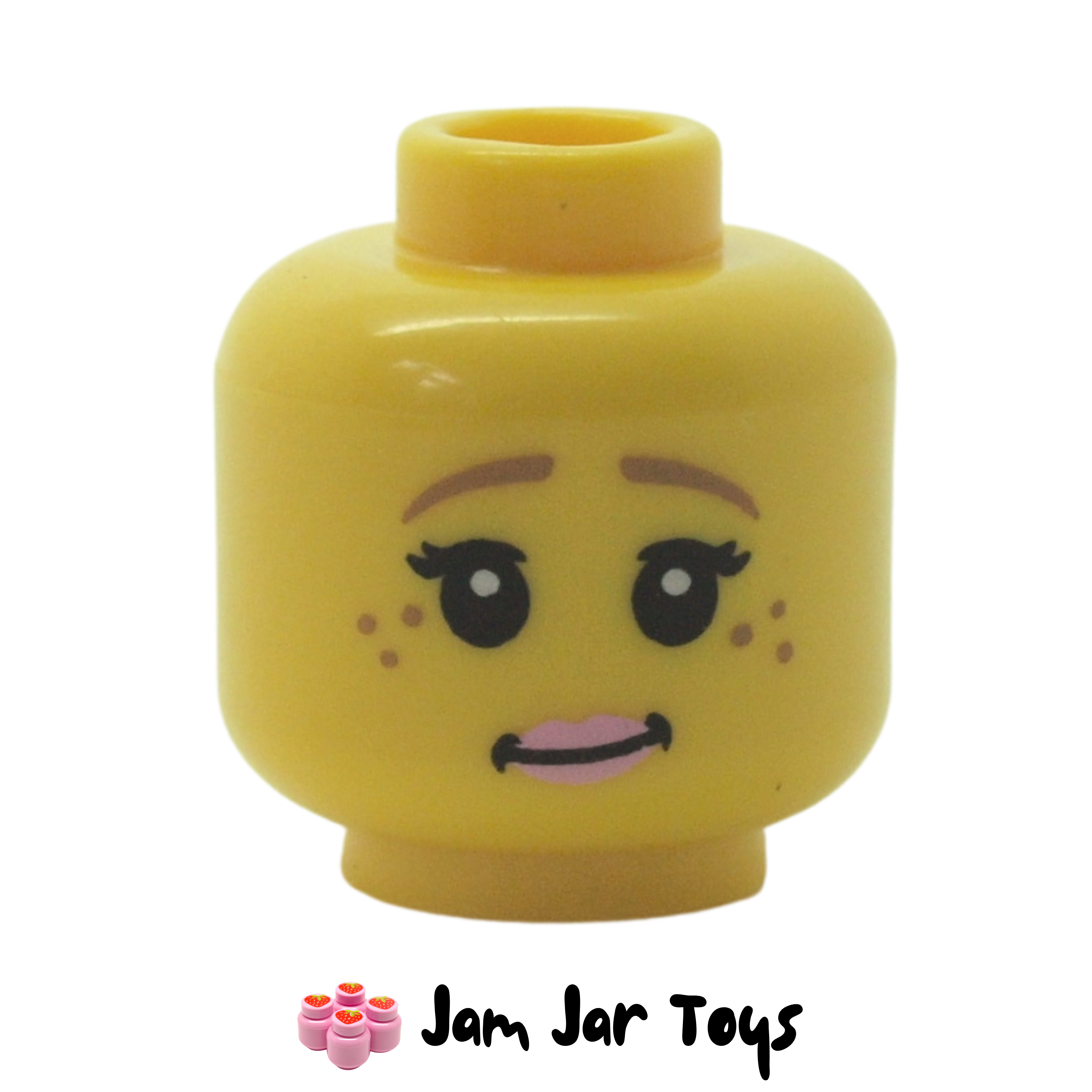 Pink Lips Grumpy & Smile Dual Sided LEGO Female Minifigure Head Freckles 