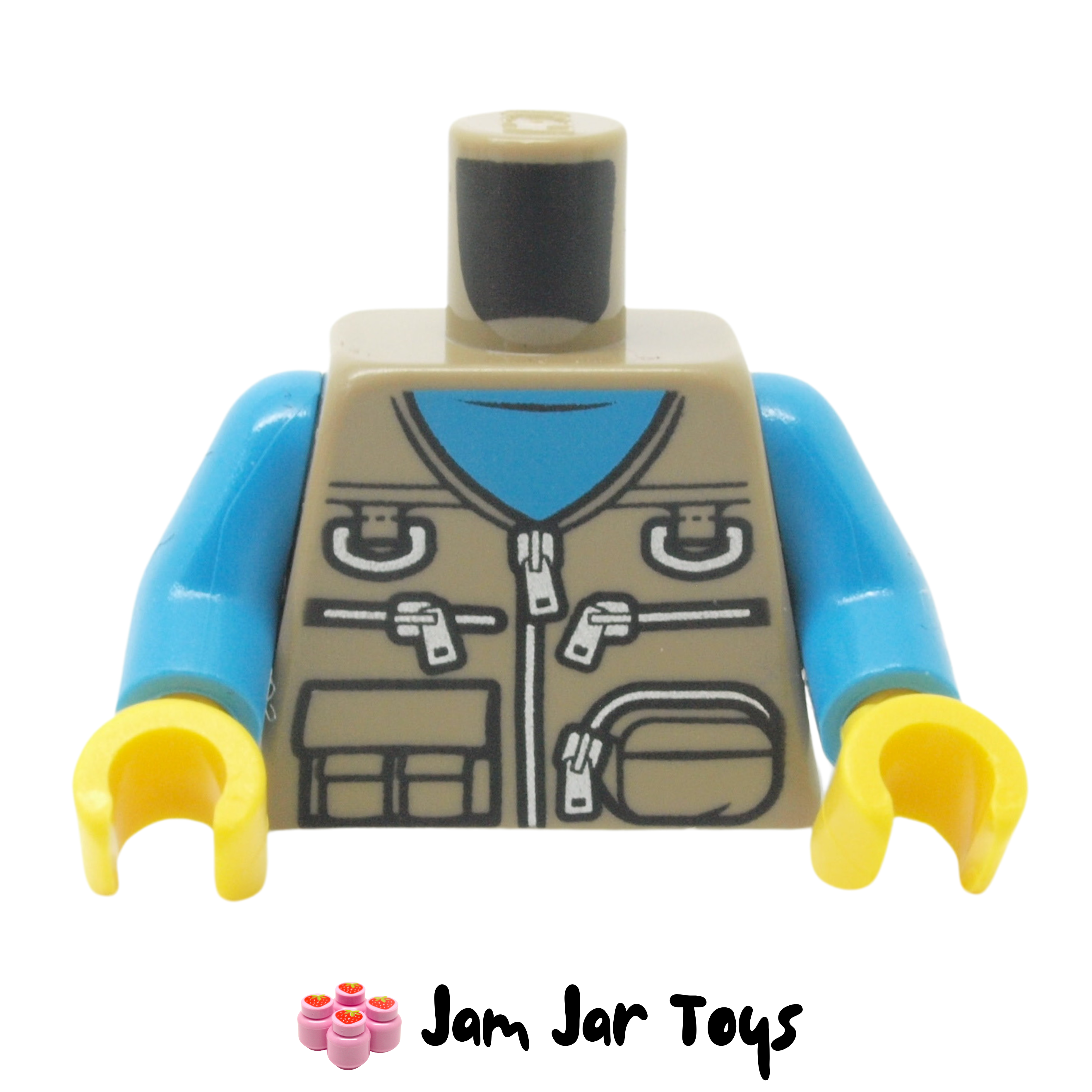 LEGO Dark Tan Torso, Jacket Bodywarmer with Zippers and Pockets T206