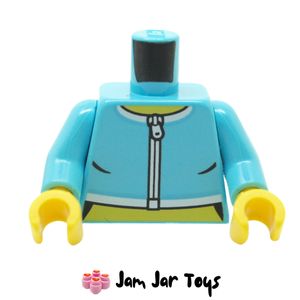 LEGO® Medium Azure Torso, White Zipper, Bare Stomach. TO170