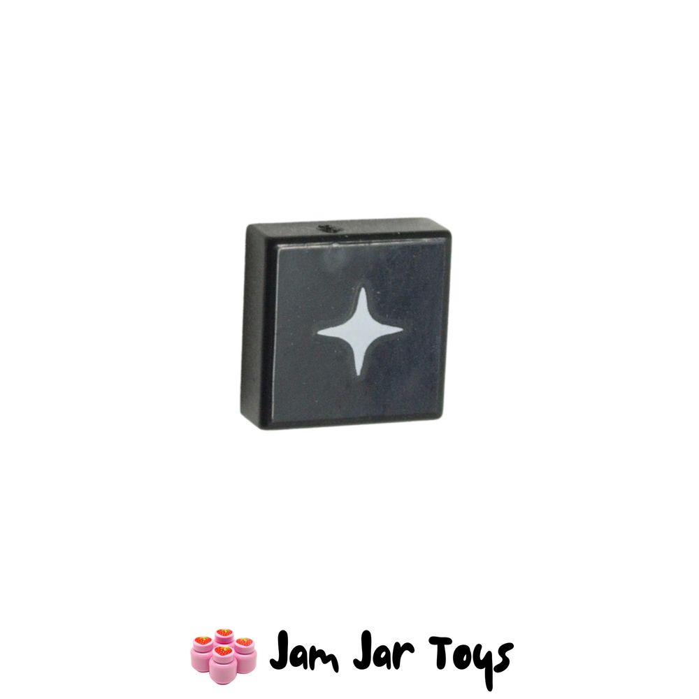 LEGO Black 1 x 1 Tile, White Star.