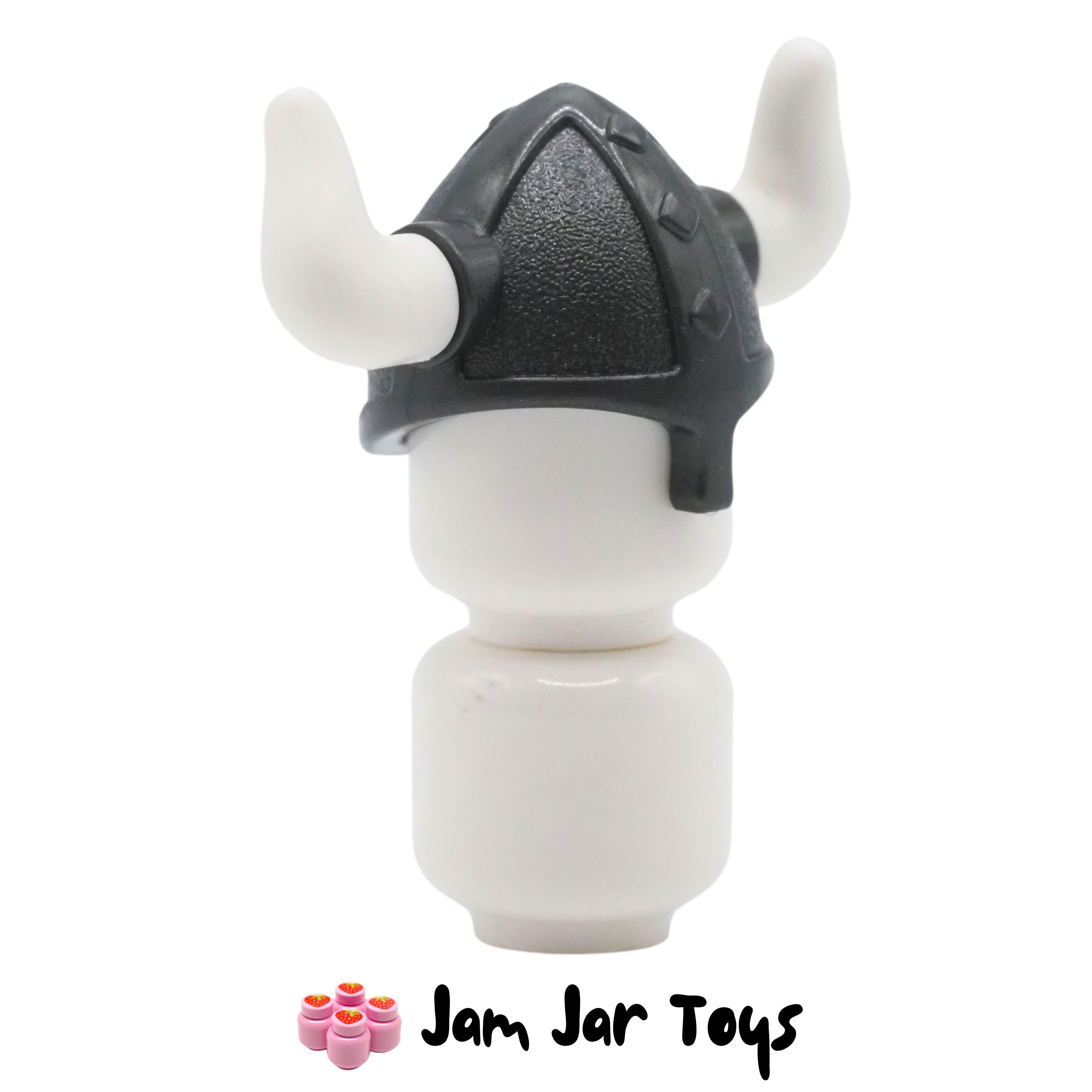 LEGO Viking Helmet, Pearl Titanium with White Cow Horns
