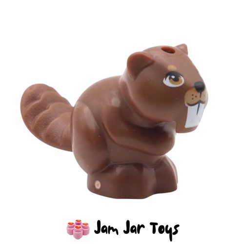 LEGO Reddish Brown Beaver, Sitting, White Teeth, Nougat Nose