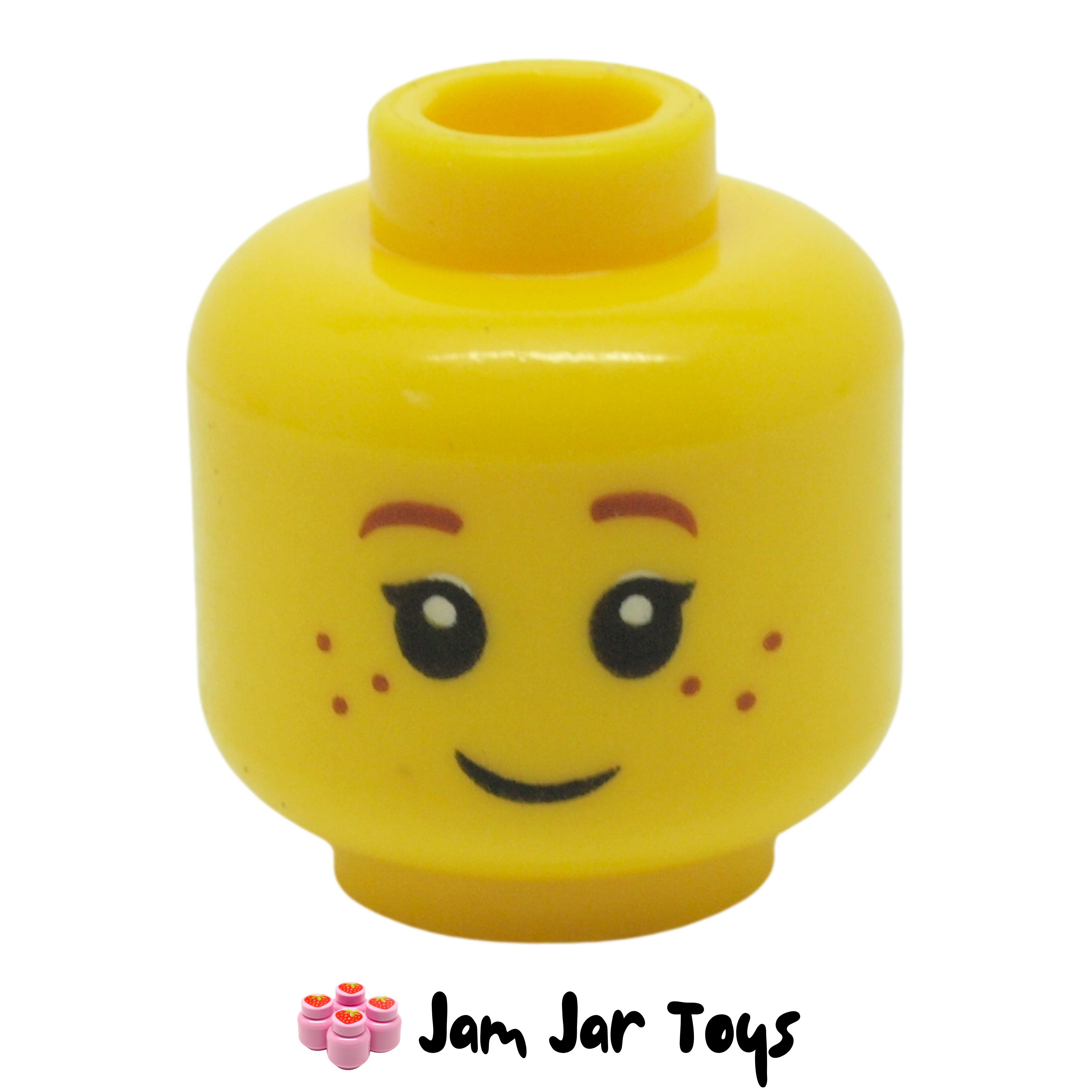 LEGO Head Hair Yellow MINIFGURE HEAD Happy DUAL SIDED Eyelashes Female Freckles