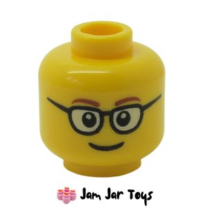 LEGO® Minifigure Head Glasses with Brown Thin Eyebrows Smile Print FH38