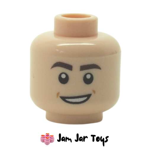 LEGO Head Open Mouth Smile Raised Eyebrows - Light Nougat