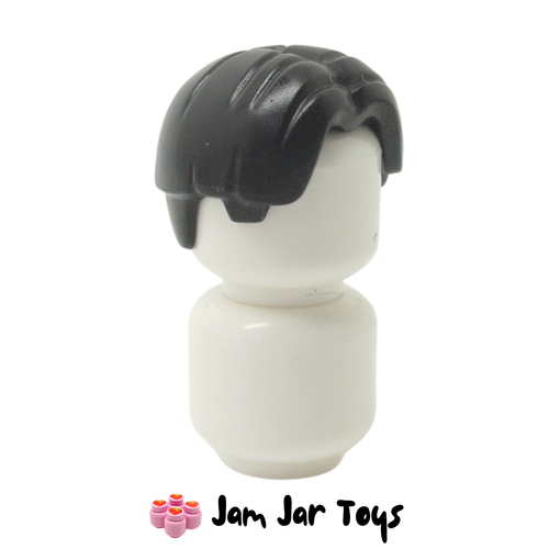 LEGO Black Hair Bowl Cut and Parted in Centre.