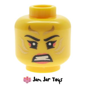 LEGO® Sora Head, Coral Eyeshadow and Lips, Gold Markings, Golden Eyes / Angry Grin HF51