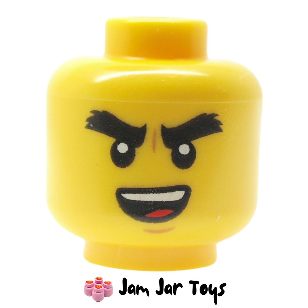LEGO Cole Head, Thick Eyebrows, Open Mouth.