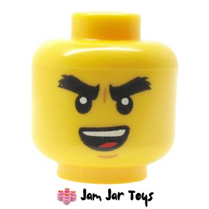 LEGO Cole Head, Thick Eyebrows, Open Mouth.