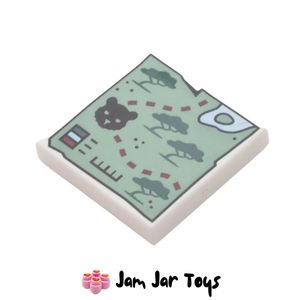 LEGO® Map / Trail White Tile 2 x 2 with Bear Symbol. PT110