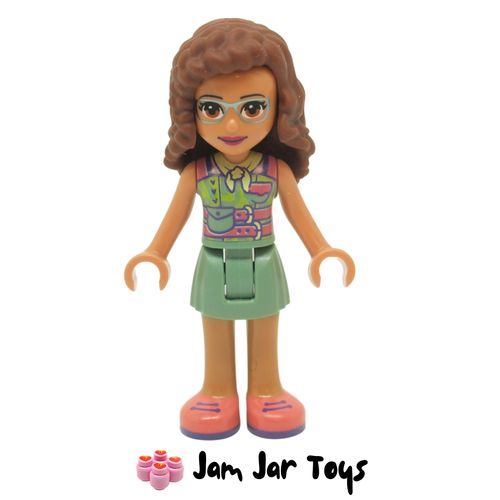 LEGO Friends Minifigure Olivia, Sand Green Skirt and Top, Coral Shoes.