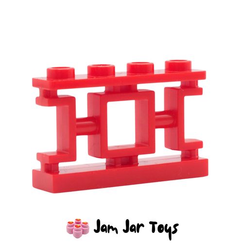 LEGO Red Ornamental Asian Lattice Fence 1 x 4 x 2