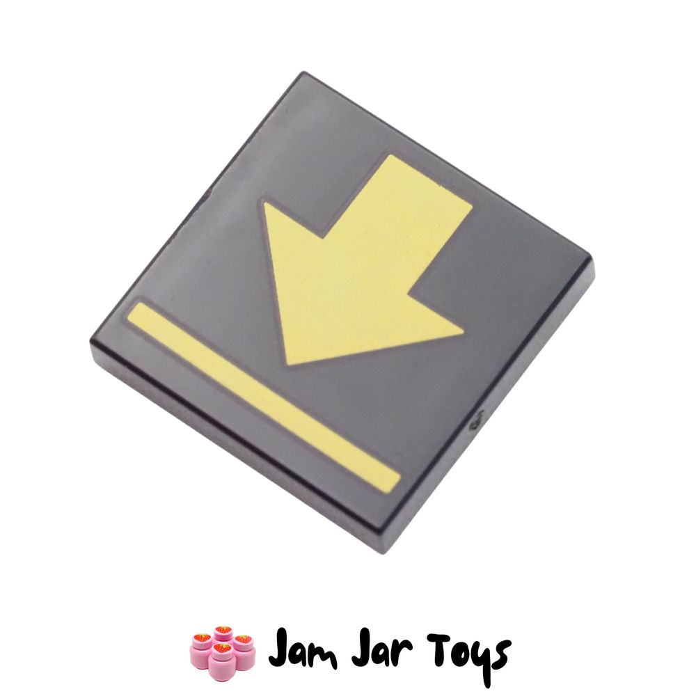 LEGO Black Yellow Arrow / Stripe Tile 2 x 2