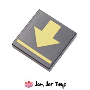 LEGO Black Yellow Arrow / Stripe Tile 2 x 2