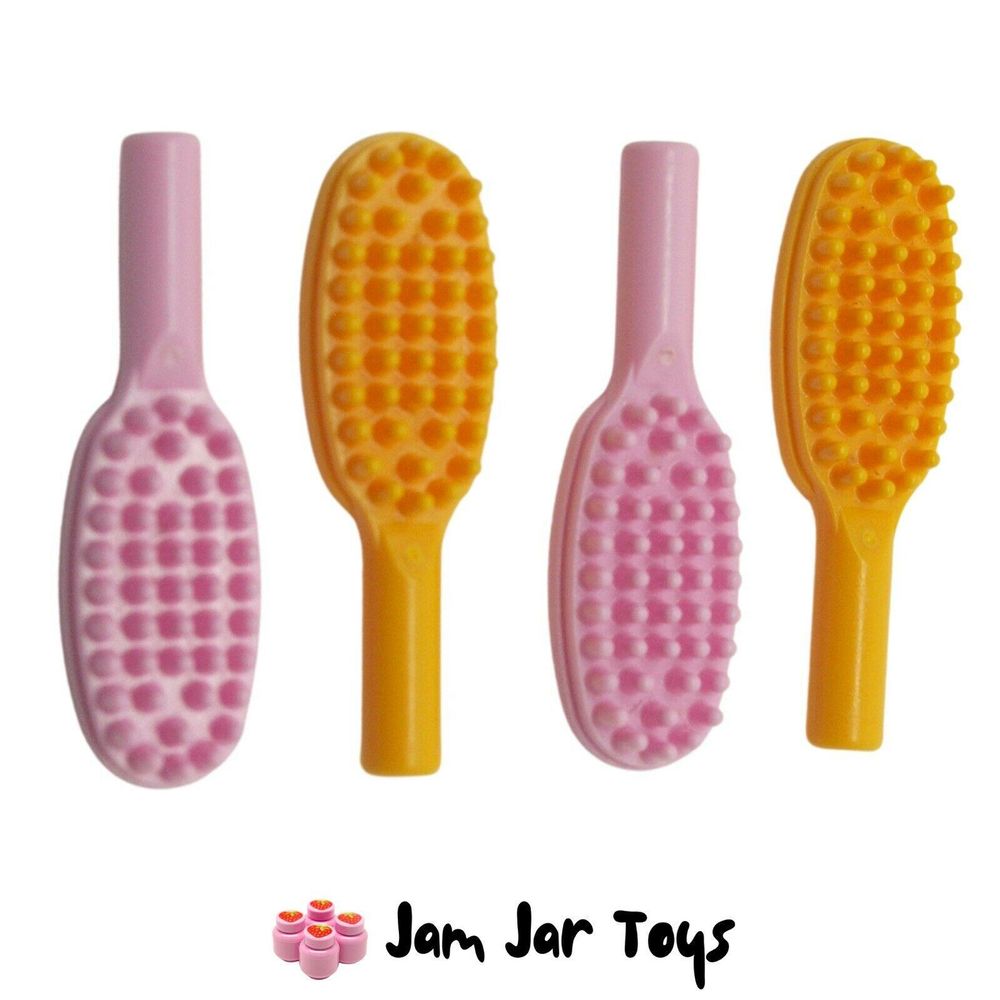 LEGO Hairbrushes Bright Pink and Bright Orange 2 of Each