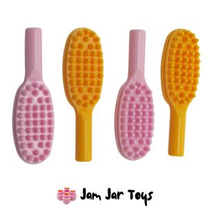 LEGO Hairbrushes Bright Pink and Bright Orange 2 of Each