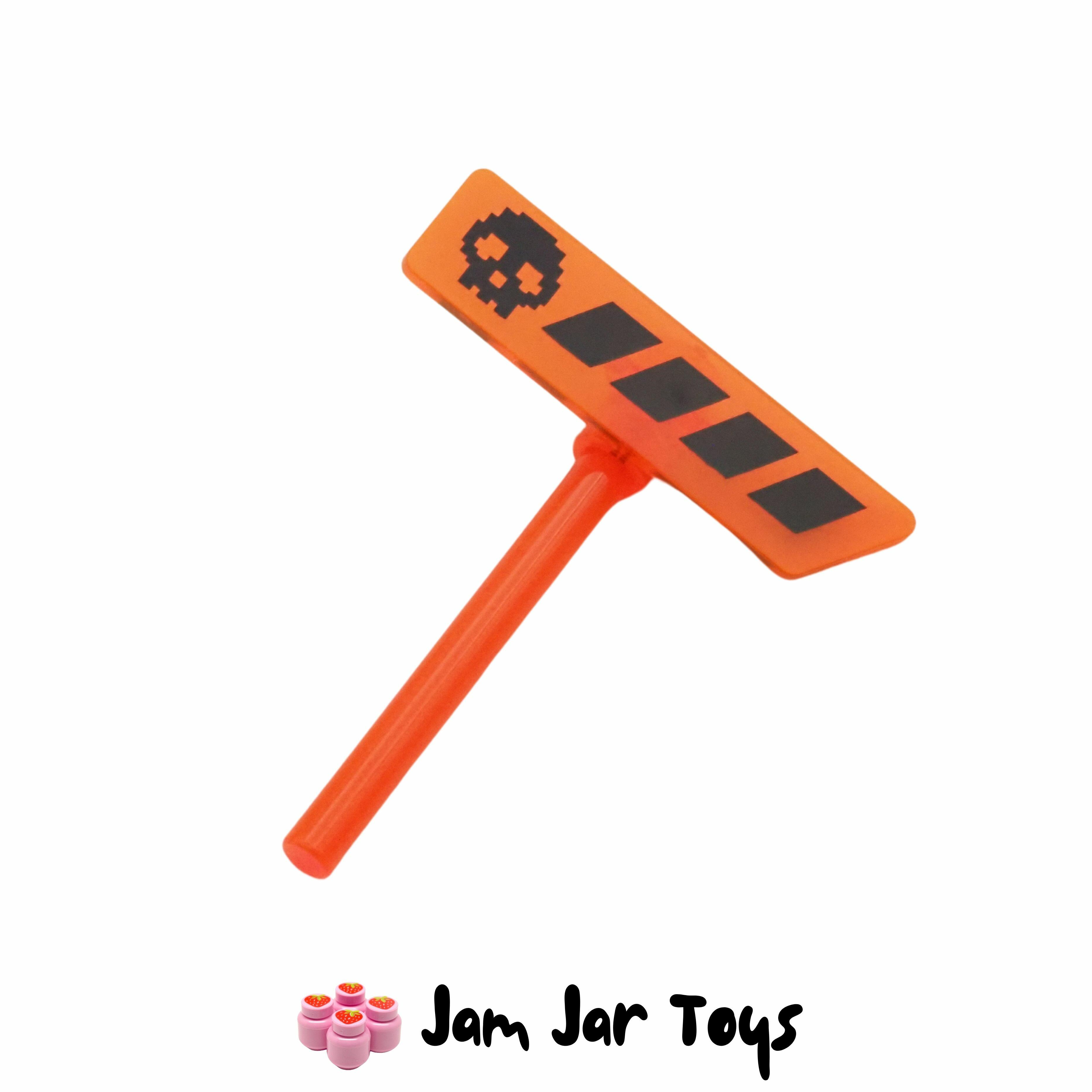 LEGO Trans-Neon Orange Ninjago Gameplayer Label, Black Skull.