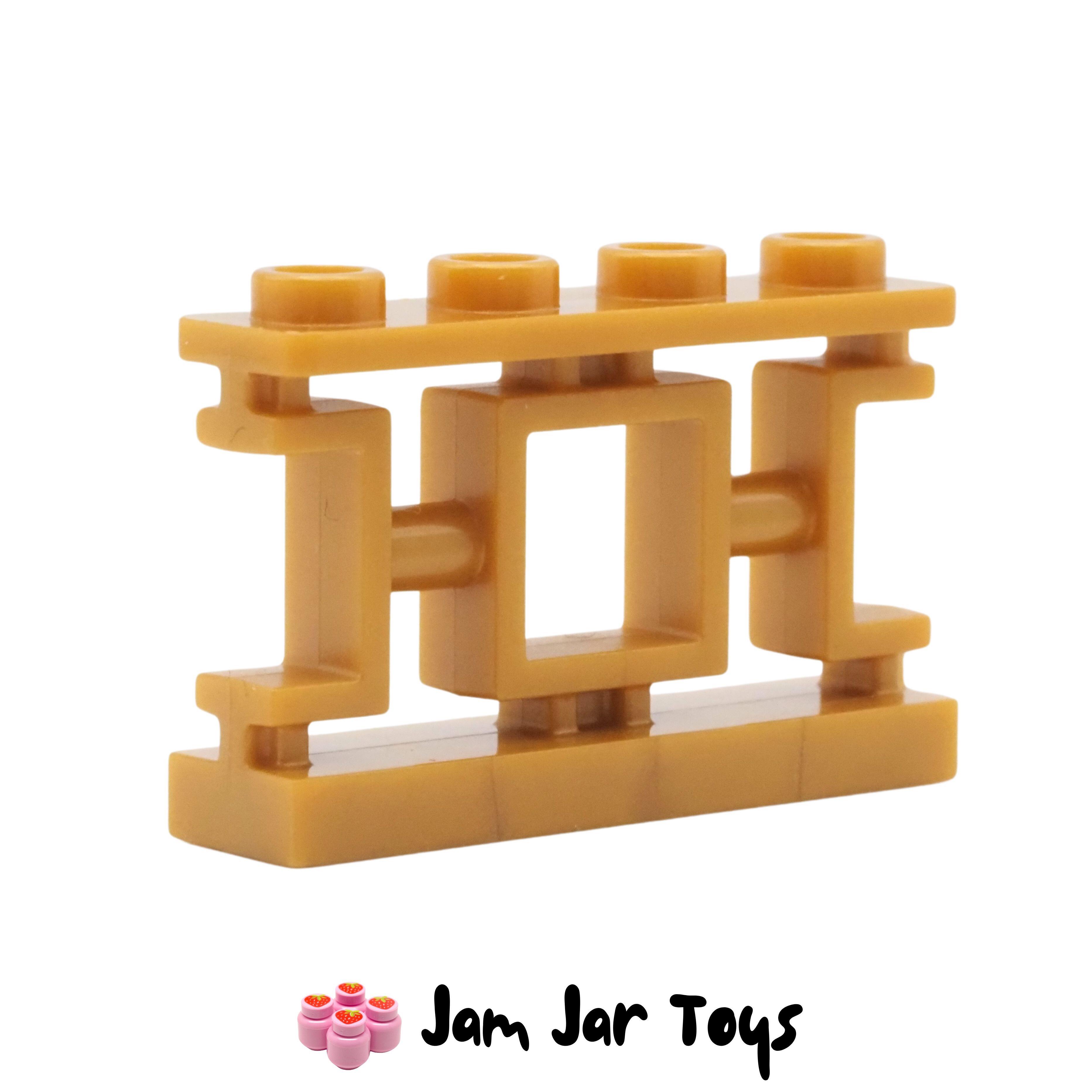 LEGO Pearl Gold Ornamental Asian Lattice Fence 1 x 4 x 2.