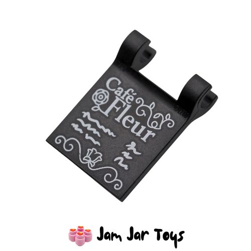 LEGO Black Menu Chalk Board Flag, Cafe Fleur, 2 x 2 Square