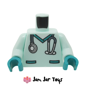 LEGO® Light Aqua Torso Medical Scrubs Pocket and Collar Stethoscope T65