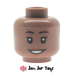 LEGO® Medium Brown Head, Dark Turquoise Hearing Aid, Smile FH229
