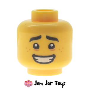 LEGO® Allen Minifigure Head; Freckles, Open Mouth Smile / Worried FH245
