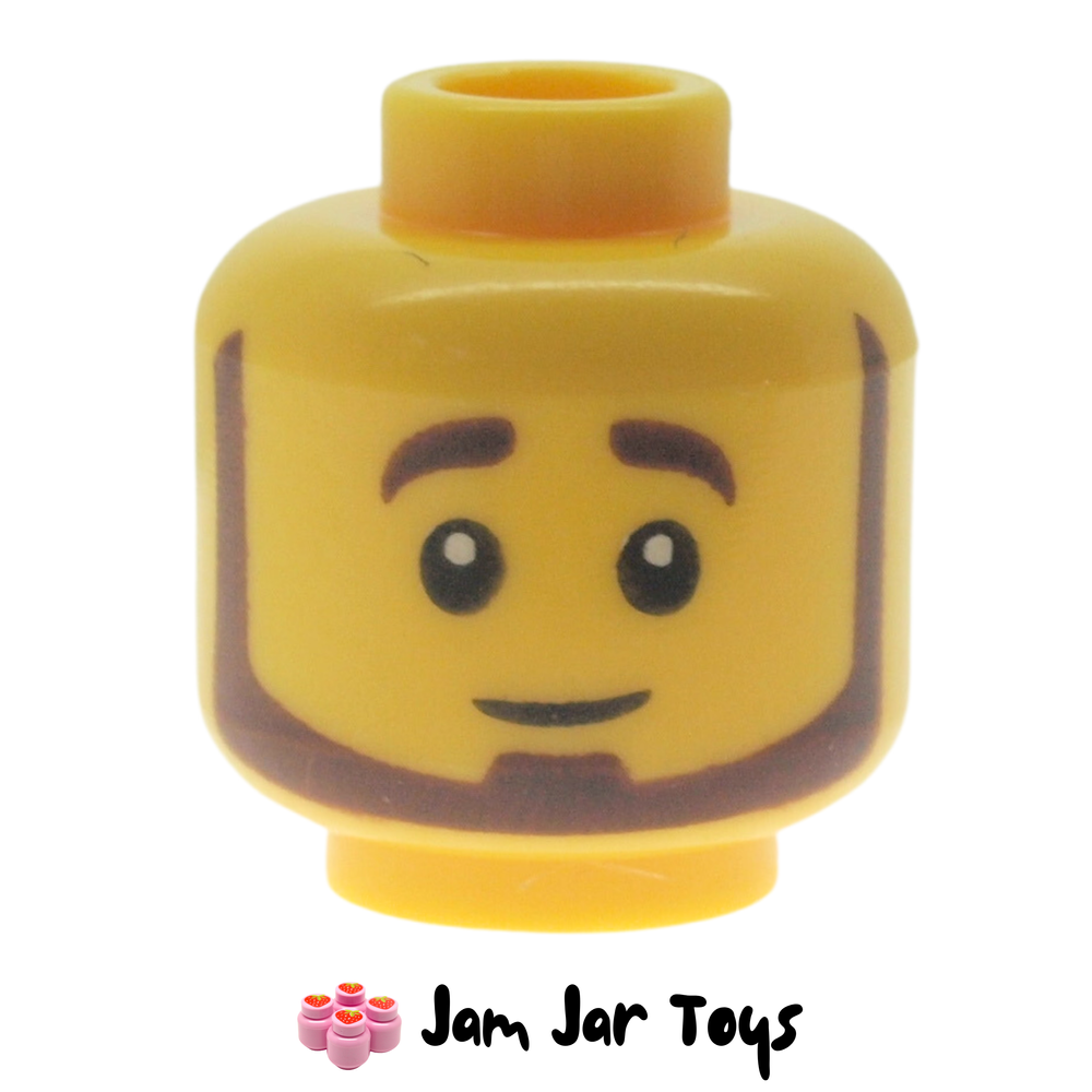 LEGO Head, Dark Brown Beard, Dual Sided, Smile