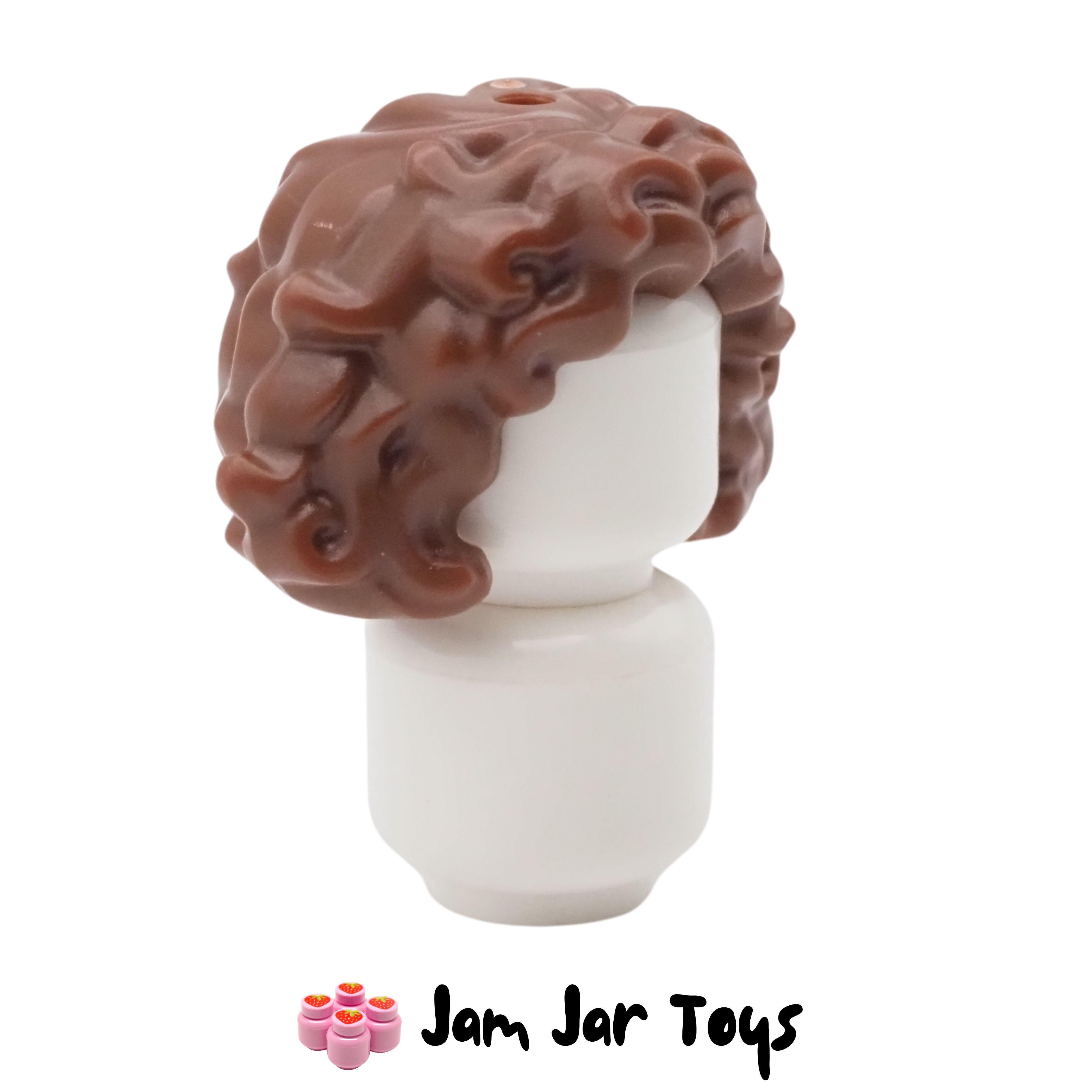 LEGO Mid-Length Curly Reddish Brown Hair, Centre Parting