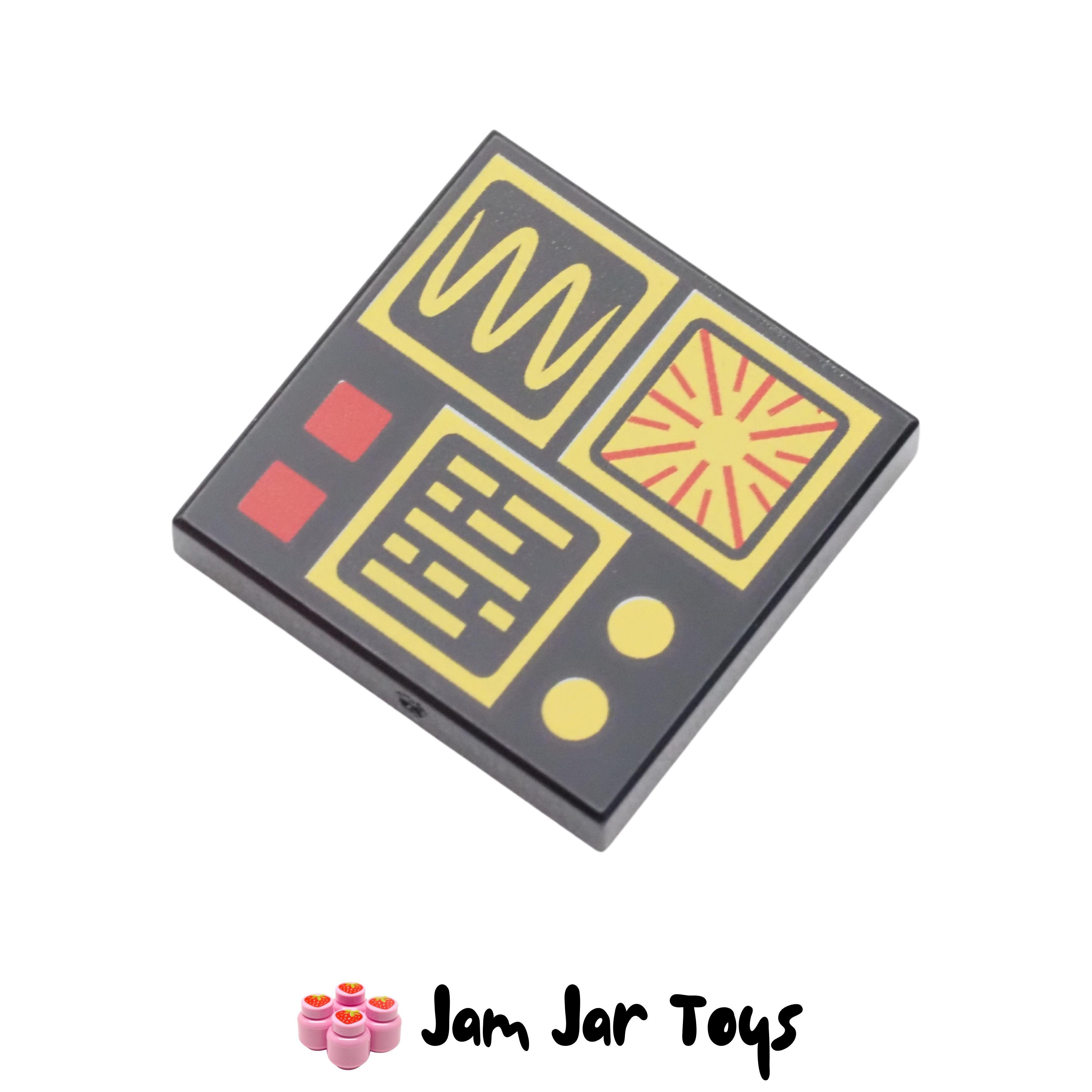 LEGO Black Control Panel Tile, Yellow Controls, Graphs, Red Buttons 2 x 2.