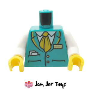LEGO® Torso Dark Turquoise Train Conductor Jacket Orange Scarf T119