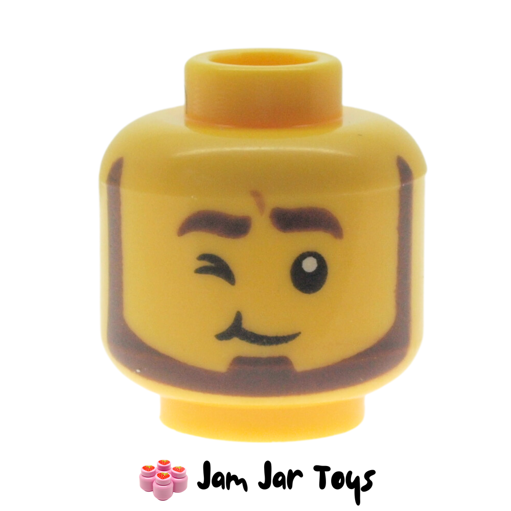 LEGO Head, Dark Brown Beard, Dual Sided, Wink