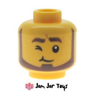 LEGO Head, Dark Brown Beard, Dual Sided, Wink