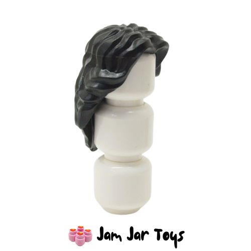 LEGO Black Hair Mid-Length Wavy with Centre Parting