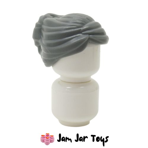 LEGO Abuelita Dark Bluish Grey Hair Swept Back Into Bun, Hole on Top