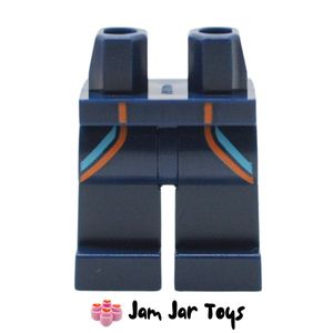 LEGO Dark Blue Legs with Medium Azure/Orange Stripes/Straps