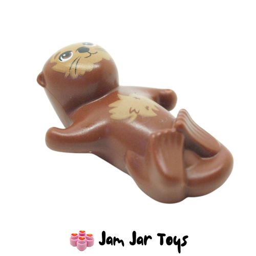 LEGO Reddish Brown Otter, Lying/Floating, Nougat Fur.