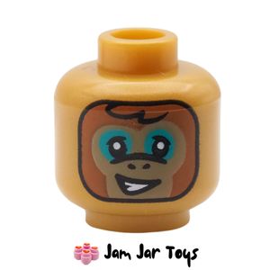 LEGO® Albert Pearl Gold Head, Dark Orange Monkey Face. HF137