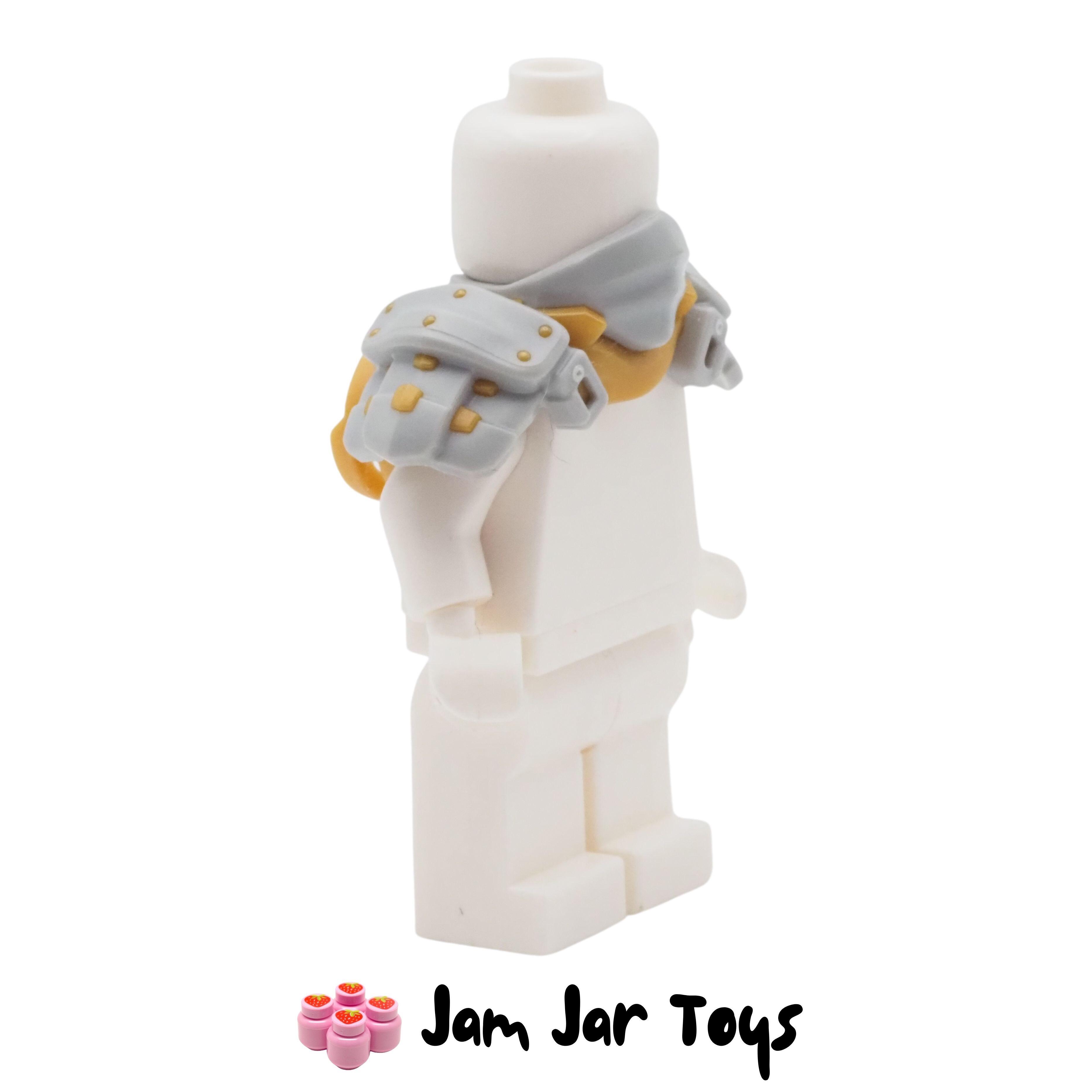 LEGO Light Bluish Grey Shoulder Armour, Bandana, Gold Rivets, Katana Scabbard.